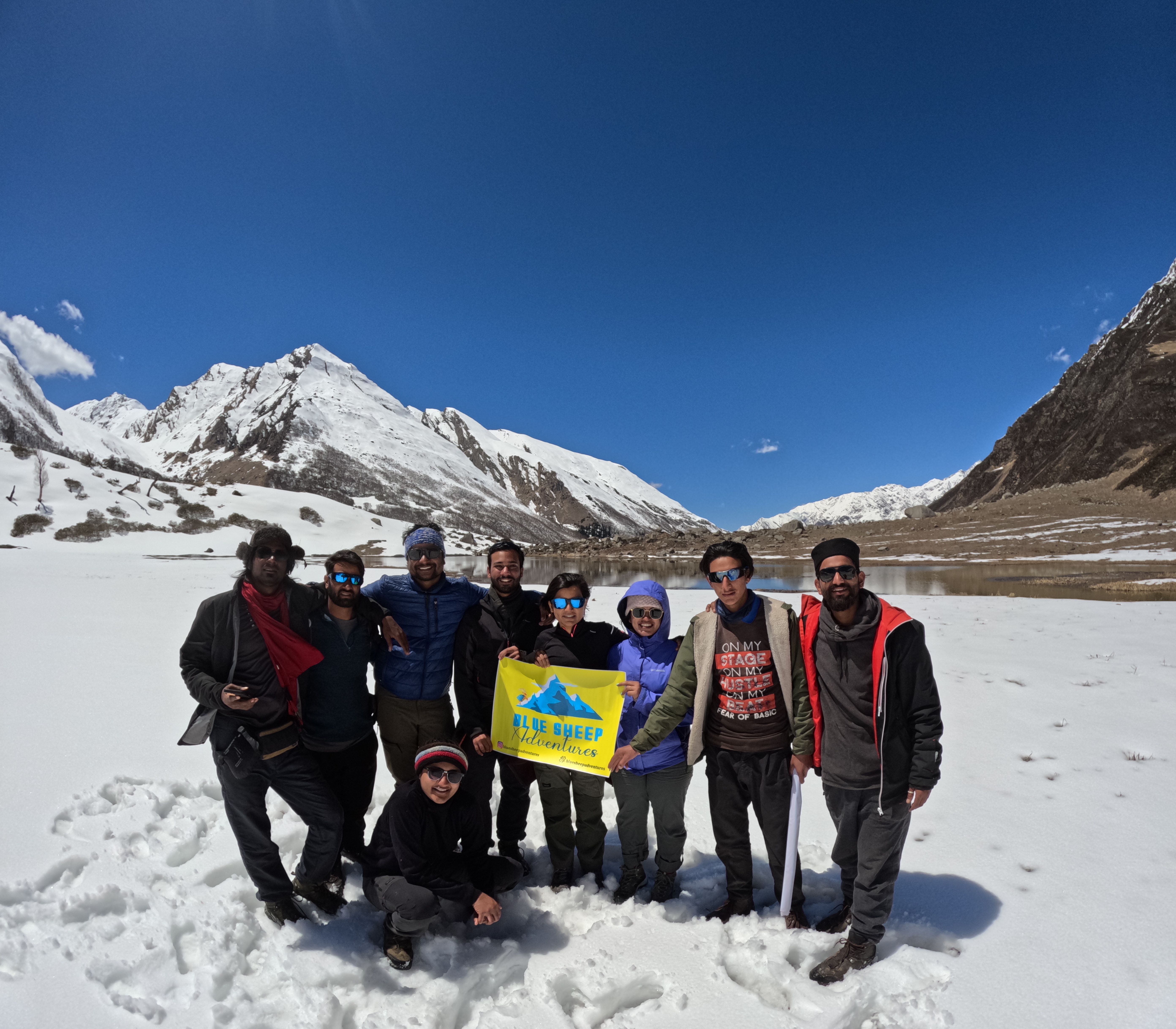 Group at Himalayan lake